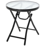 Apvalus sulankstomas staliukas &Oslash;45 cm, metalas, stiklas, balkonas