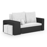 2 vietų sofa KomfortWelt24 HUBERT2 sidabrinė/juoda su miego funkcija, patalynės dėže, modernaus dizaino