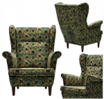 Skandinavi&scaron;kas fotelis su ausimis &bdquo;Ari Print Botanical&ldquo;