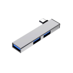 USB HUB, 3 viename, USB A, 3 USB prievadai, sidabrinė