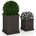 2 vnt Kvadratiniai Plastikiniai Vazonai 48cm ir 32cm, 2 vnt Kvadratiniai Plastikiniai Vazonai 48cm ir 32cm