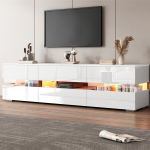 TV stalas, balta blizgi, LED, 2 durys, 1 stalčius, 160x39x45 cm