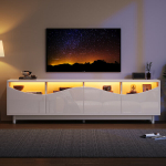 TV stalas, LED ap&scaron;vietimas, grūdintas stiklas, 175x38x51 cm, 1 vnt