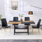 Valgomasis stalas su 4 kėdėmis, stiklas, metalas, 160 cm