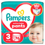 Pampers Active Baby Pants Sauskelnės, 3 Dydis, 76 vnt.