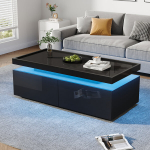 Sofos stalas su LED, 2 stalčiais, 95x45x35 cm, 1 vnt