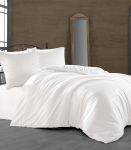 Riposo Premium satino medvilnės patalynės komplektas White, 200x200 cm, 3 dalių, baltas
