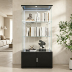 Vitrina, 78,5 &times; 35 &times; 164 cm, su LED lemputėmis, juoda.