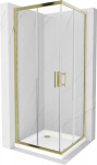 Du&scaron;o kabina Mexen Rio F su padėklu ir sifonu, Gold+White/Gold, 90 x 90 cm