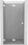 Mexen Lunar-F sulankstomos kairės pusės du&scaron;o durys 95 cm, permatomos, baltos - 836-095-000-20-00-L