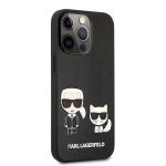 Karl Lagerfeld and Choupette PU Leather Case, skirtas iPhone 13 Pro, juodas