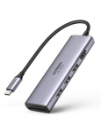 Daugiafunkcinis USB-C HUB 6-in-1, pilkas