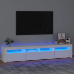 Televizoriaus spintelė su led ap&scaron;vietimu, balta, 210 x 35 x 40 cm