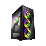 Korpusas Vidutinio dydžio ATX dėžutė - FSP - CMT192 RGB - Stikliniai skydai - Juoda - Premium dizainas