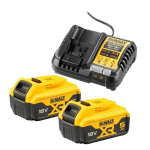 XR 18V energijos paketas - DEWALT - su 2 18V 5.0Ah baterijomis + universalus 12V/18V įkroviklis - DCB1104P2-QW