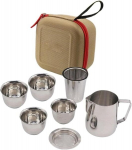 Kelioninis arbatinuko ir puodelių rinkinys SoonBuy, sidabrinis