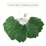 Monstera lapų girlianda &scaron;ventei, 3 metrai (20 LED)