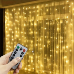 LED užuolaidų girlianda su pulteliu, &Scaron;iltai balta