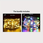 LED baterijomis maitinama girlianda, 2 m / 6,56 pėdos (&scaron;iltas) + 2 m / 6,56 pėdos (daugiaspalvis)