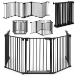 Vartų maniežo apsauginis barjeras vaikams ir gyvūnams 5 skydai 60 cm juodo metalo ECOTOYS