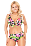 Bikini liemenėlė moterims, Vivisence, maudymosi kostiumėlis, bikinio vir&scaron;us, mink&scaron;tos liemenėlės kau&scaron;eliai, vertikalus banginio kaulas, užsegamas nugaroje, rožinės gėlės, 90E, 90E