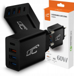 Ltc 60w tinklo įkroviklis: 4xusb, Usb-c Pd 20w, Usb-a Qc 3.0