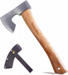 Meleg Otthon i&scaron;gyvenimo kirvis, 36 cm mediniai stulpeliai, rankų darbo vikingų kirvis su dėklu stovyklavimui, sodui, mi&scaron;kui, dovanos vyrams (kirvis-36 cm)