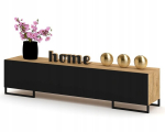 Tv staliukas komoda lentyna loft ąžuolas craft juodas 160
