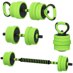 4 in 1 hantelių rinkinys 20 kg reguliuojami hanteliai ir &scaron;tanga Kettlebell atsispaudimų rankenos Žalia, Žalia