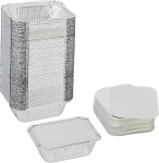 Relaxdays aliumininiai indai su dangteliu, 100 vnt. rinkinys, 260 ml, kepimui ir grilinimui, lėk&scaron;tės maitinimui, aliumininiai konteineriai, sidabriniai