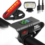 Galingas led dviračio žibintų komplektas su usb įkrovimu priekinis + galinis