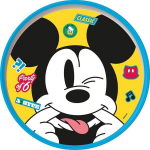 &bdquo;Disney Mickey Mouse plastikinė balta ir mėlyna vaikų vakarienės lėk&scaron;tė su neslystančiu pagrindu&ldquo;