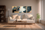 3-dalių gamtos triptiko sienos meno reprodukcija Huhu310, 140x50 cm