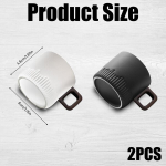 2 keraminių espresso puodelių rinkinys su medine rankena, 76,5 g/80 ml, porcelianinis kavos puodelis, demitasse, arbatos puodelis, yerba mate puodelis latte, cappuccino, mocha, coco (juodas ir baltas)