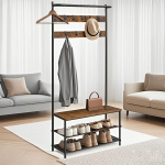 Kapų laikiklis, drabužių kabykla, 32,2 x 84 x 180 cm, senovinis rudas-juodas, Riidepuu, VASAGLE garderoobistend, 32.2 x 84 x 180 cm, vintage pruun-must