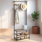 Kabatų laikiklis, Drabužių stovas, 32,2 x 64 x 180 cm, Greige-Black, Riidepuu, Garderoobistend, 32,2 x 64 x 180 cm, Greige-Black