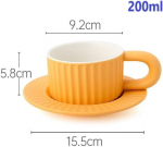 Magicvogel modernus kavos puodelis su lėk&scaron;tele 200 ml espreso puodelis kapučino puodelis su lėk&scaron;tele dovana porcelianinis puodelis kavos servisas kavai, kapučinui, latte, espresui, mocha (geltonas)