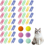 Roinaid spiralinių žaislų katėms rinkinys, 40 vnt., 6 veltinio kamuoliukai katėms, plastikinis spiralinis žaislas katėms, spalvingas interaktyvus spiralinis žaislas katėms, nauji naminių gyvūnų žaislai ir dovanos, skirti kačiukams