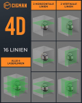 Skersinių linijų lazeris, Cigman i&scaron;manusis valdymas per programėlę, 4 x 360 laipsnių, savaime i&scaron;silyginantis lazerinis gulsčiukas, su įkraunama ličio baterija, statybinis lazeris, skersinis lazeris, žalias, skirtas naudoti patalpose (cm-s02)