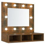 Veidrodinė spintelė su LED, dūminio ąžuolo, 60x31,5x62cm CFE439526