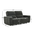 Atsilenkianti sofa Home4you MATIAS 3-vietė su elektriniu mechanizmu, pilkos spalvos audinys