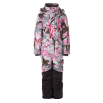 Huppa Mergaičių žieminis kombinezonas AQUA 2, PINK PATTERN/ DARK GRAY