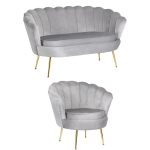Komplektas Dvivietė sofa Mebel Elite ZENDAYA ir Poilsio fotelis Mebel Elite ANGEL Pilkos spalvos