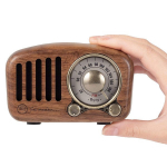 Ne&scaron;iojamas retro radijas su Bluetooth, rie&scaron;utmedžio spalvos