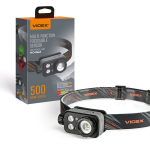 Įkraunamas priekinis žibintuvėlis Videx LED 10W + 3W RED/GREEN, VLF-H046Z, su jutikliu ir priartinimo funkcija