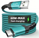 Telefono greito įkrovimo laidas USB-Type C iki 60W, 2m žalias