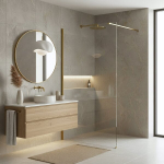 Du&scaron;o Sienelė Rea Flexi Transparent 100 Brushed Gold 120X100X195CM
