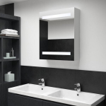 Veidrodinė vonios spintelė su LED ap&scaron;vietimu, 50x13,5x60 cm