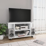 TV spintelė su ratukais, 80x40x40 cm, MDP balta