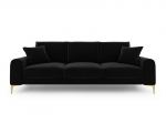 Keturvietė sofa Mazzini Sofas Madara, juoda/auksinės spalvos